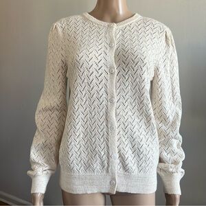 CAROLL PARIS Button Front Cotton Knit Cardigan Size M